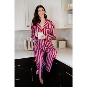 Katydid Lilac Striped Satin Cute Christmas PJ Set